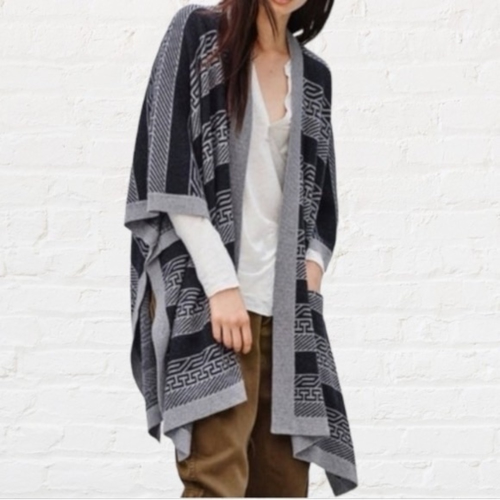 TNA wool Aztec poncho wrap